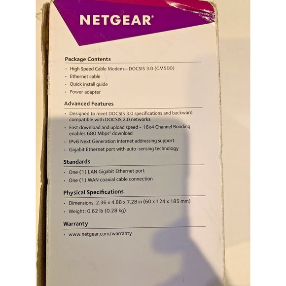 NETGEAR CM500 Hi Speed Cable Modem 680 Mbps. w/ DOCSIS 3.0 (SEE PHOTOS) - Picture 7 of 11